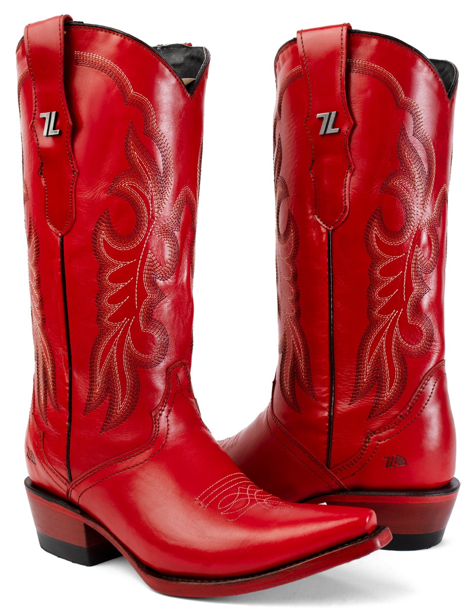 Bota cowboy abajo de la rodilla vaquera mujer de piel para mujer 7