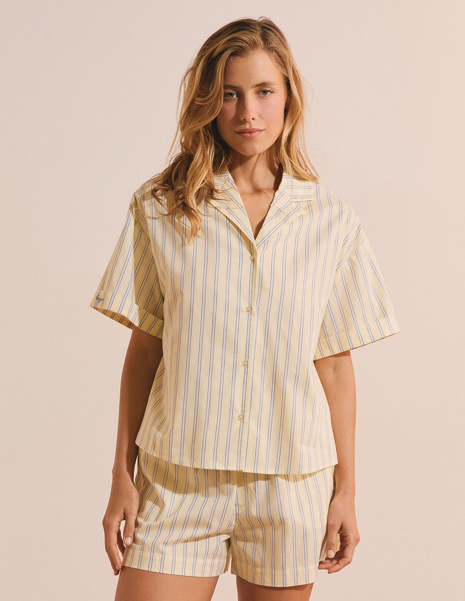 Playera pijama estampado a rayas para mujer 2