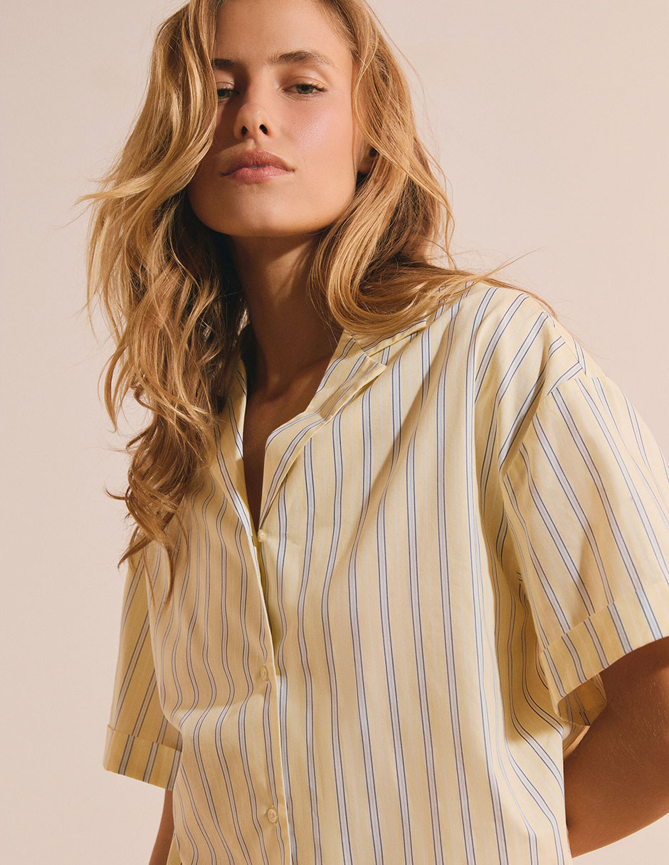 Playera pijama estampado a rayas para mujer 4