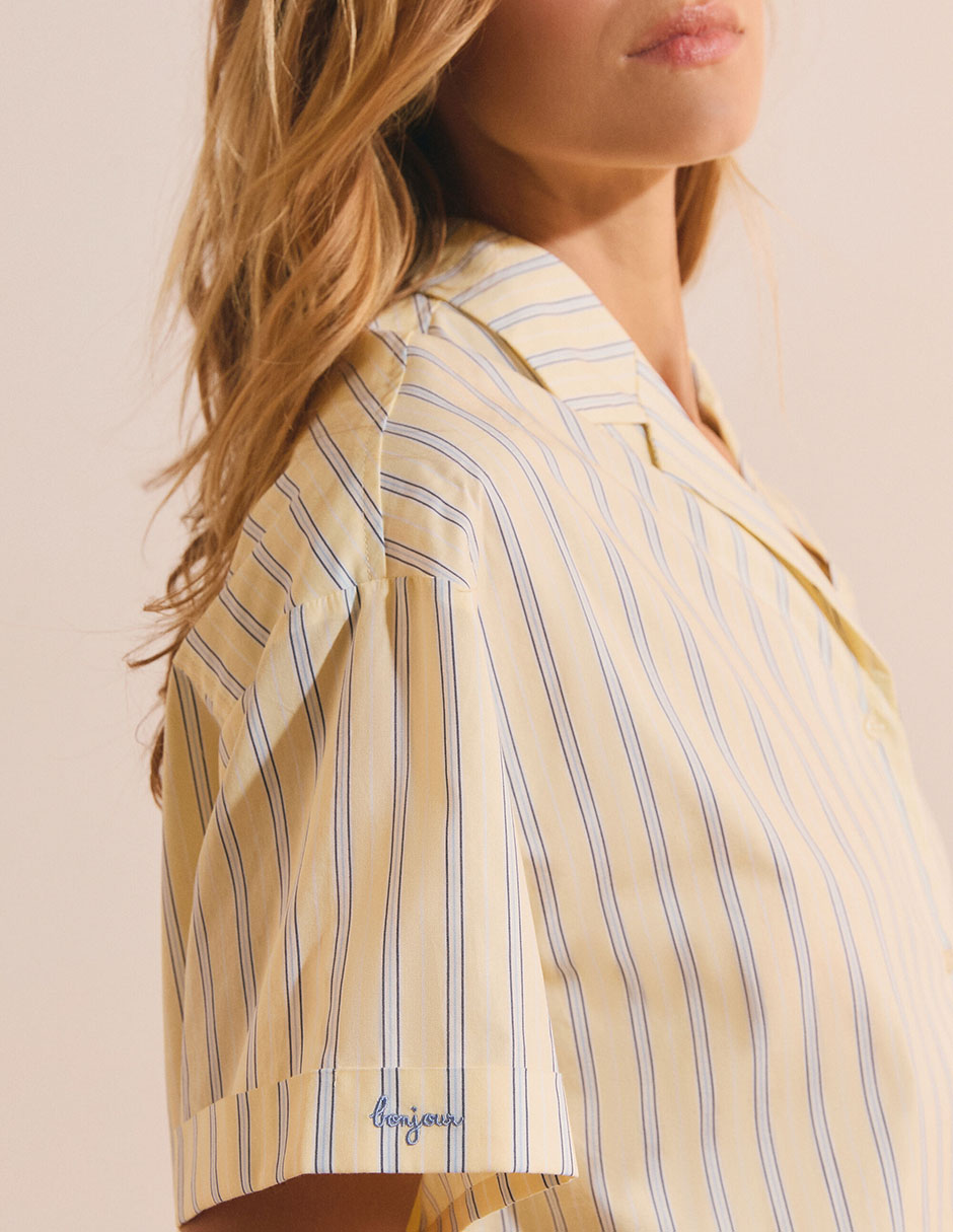 Playera pijama estampado a rayas para mujer 5