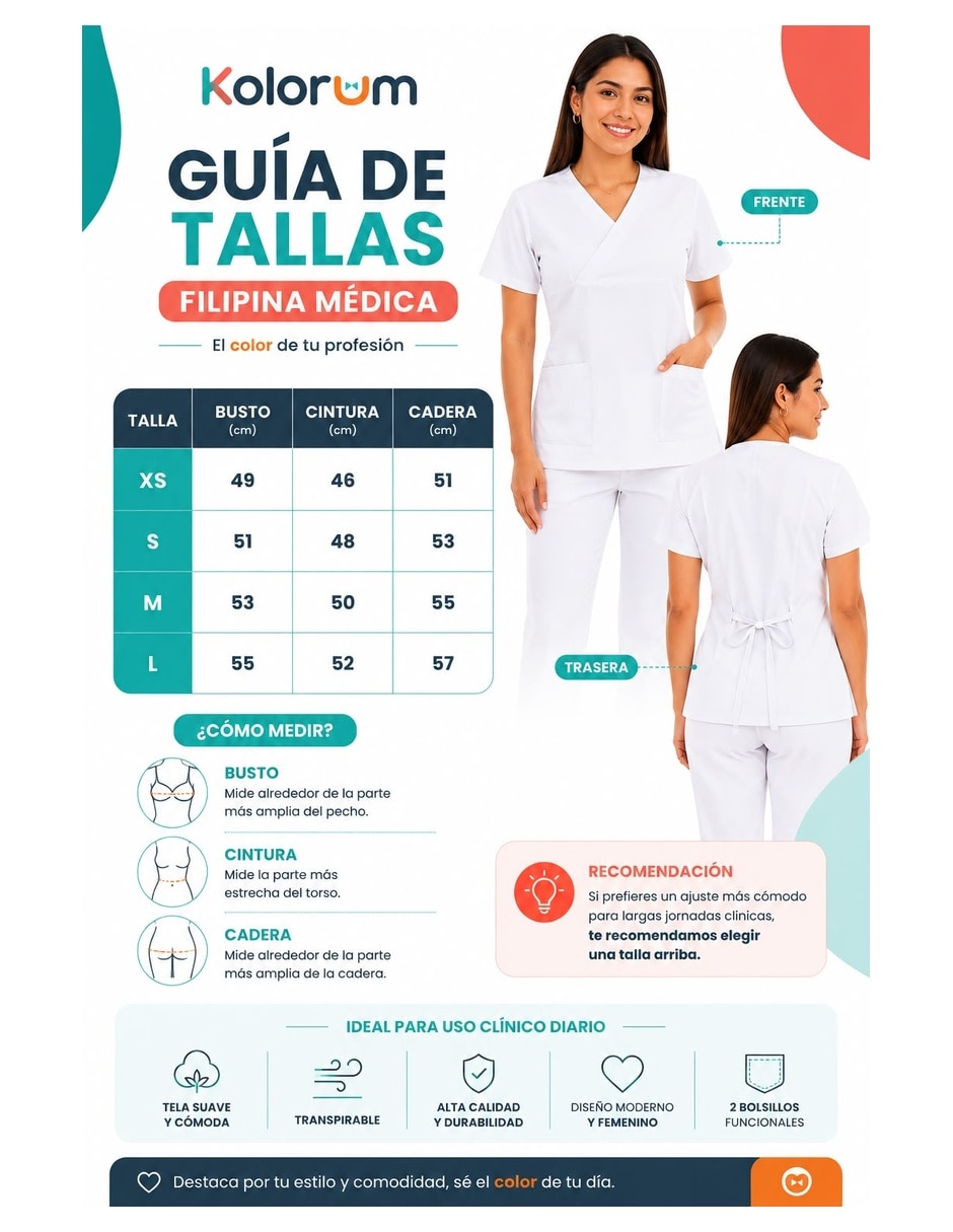 Filipina quirúrgica kolorum para mujer