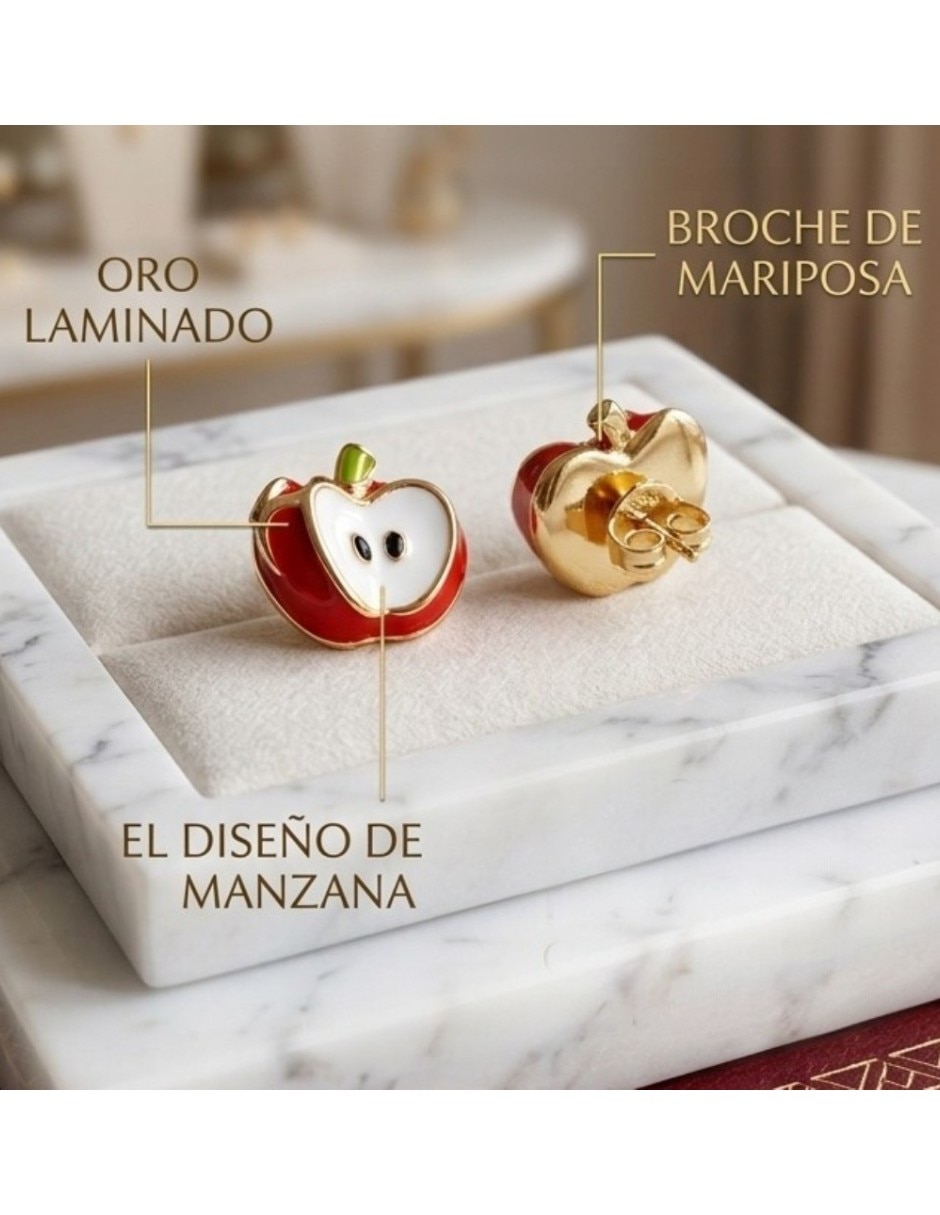 Aretes cortos de manzana joyería juvenil y de oro laminado 14 k con acabado brillante zirconia cúbica 5