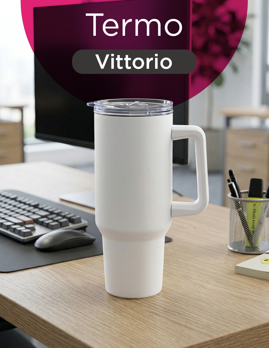 Termo set 8 termos vittorio 40 oz blanco con tapa a presión 2