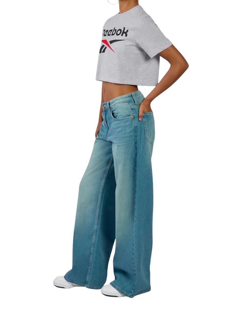 Manga Corta Crop Top Cuello Redondo Para Mujer