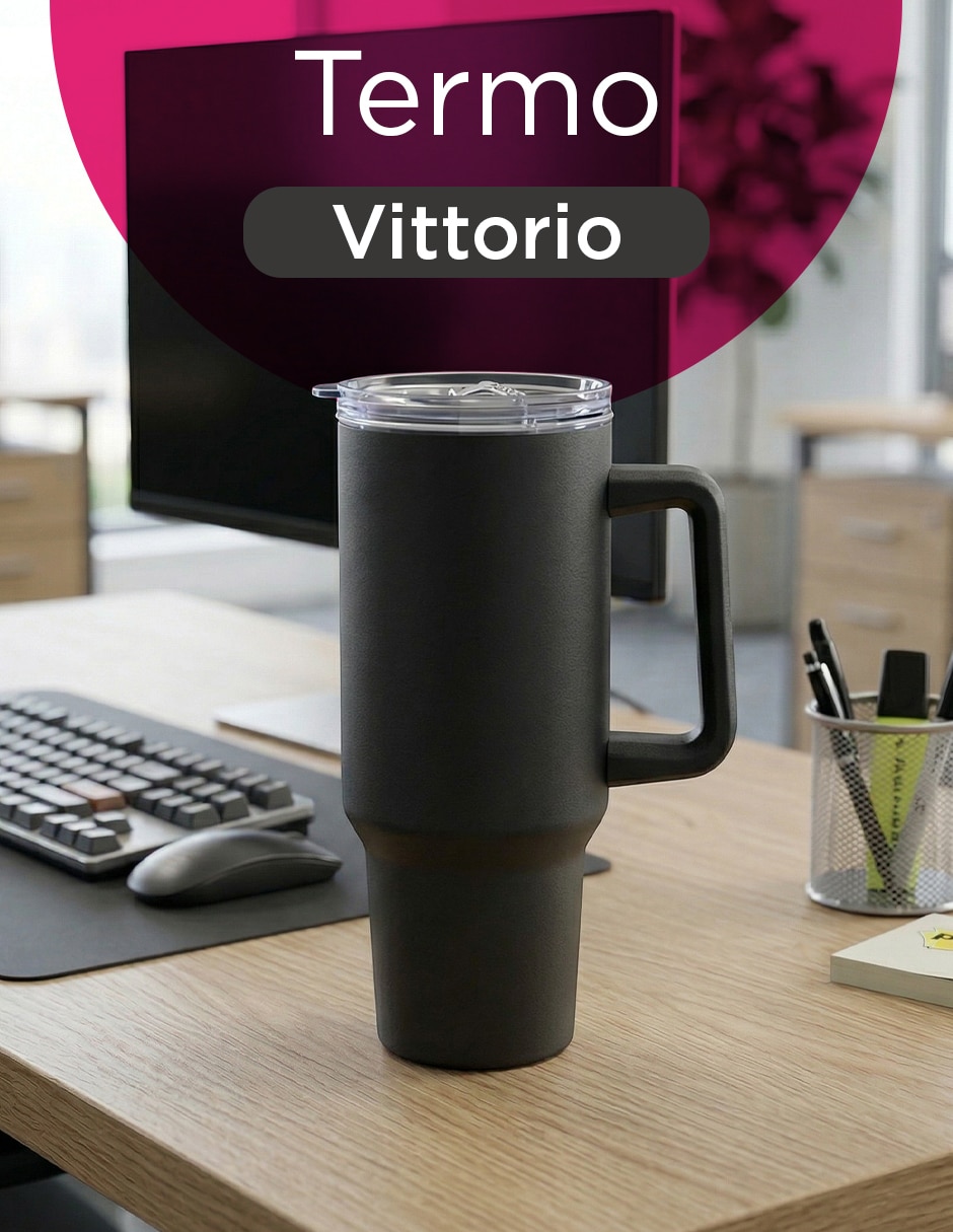 Termo set 8 termos vittorio 40 oz negro con tapa a presión 2