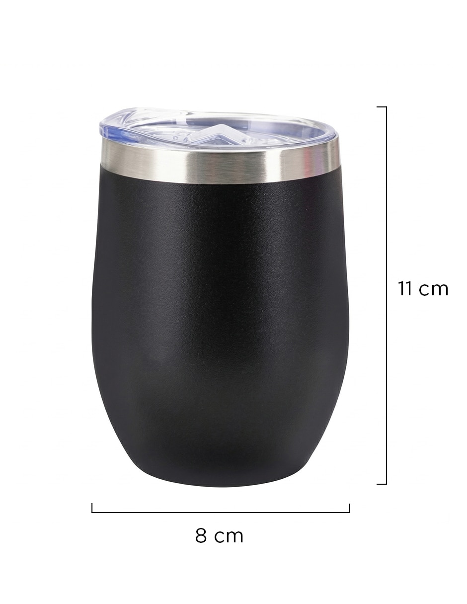 Termo set 50 copa huevo kopp 12 oz negro con tapa a presión 8