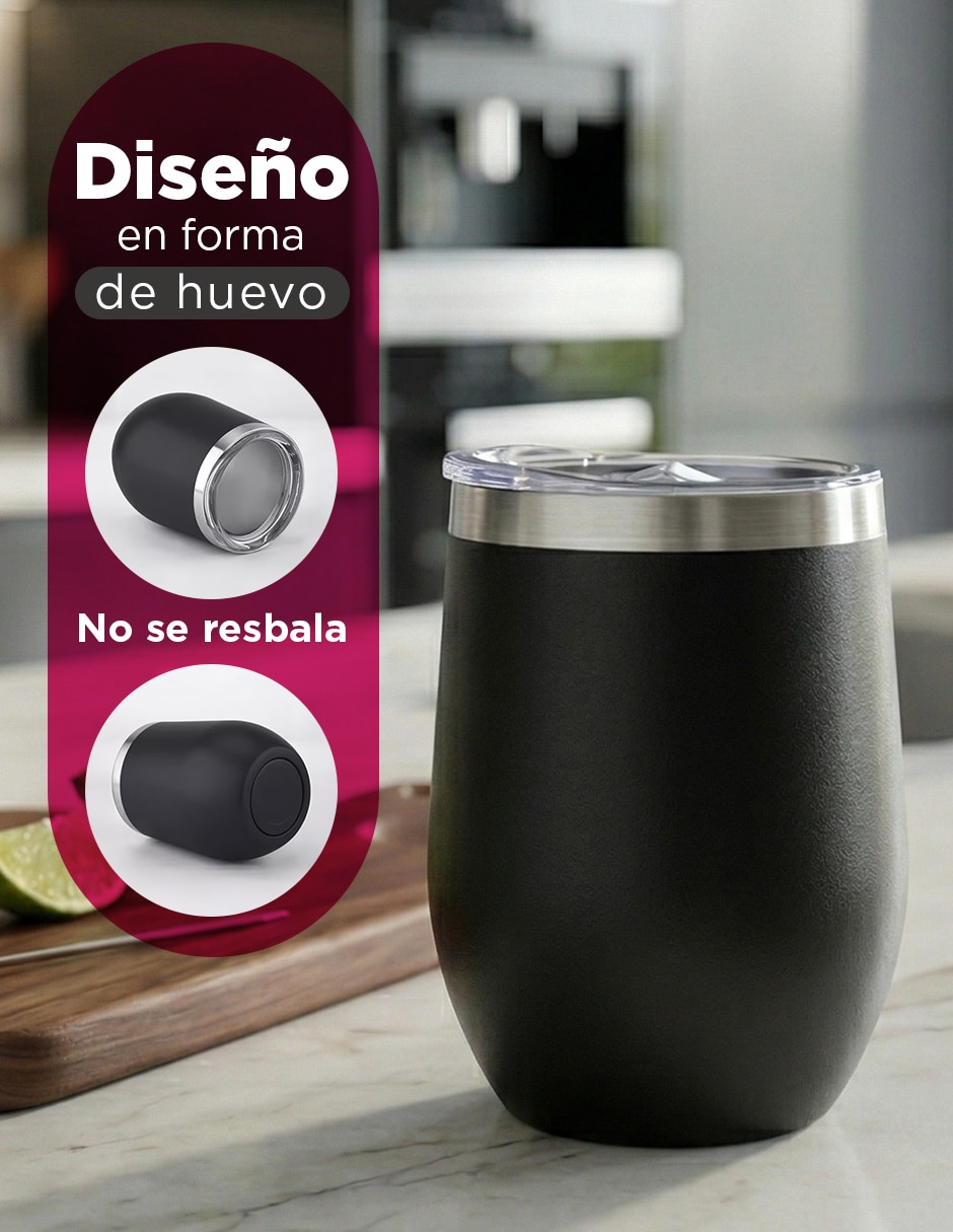 Termo set 50 copa huevo kopp 12 oz negro con tapa a presión 4