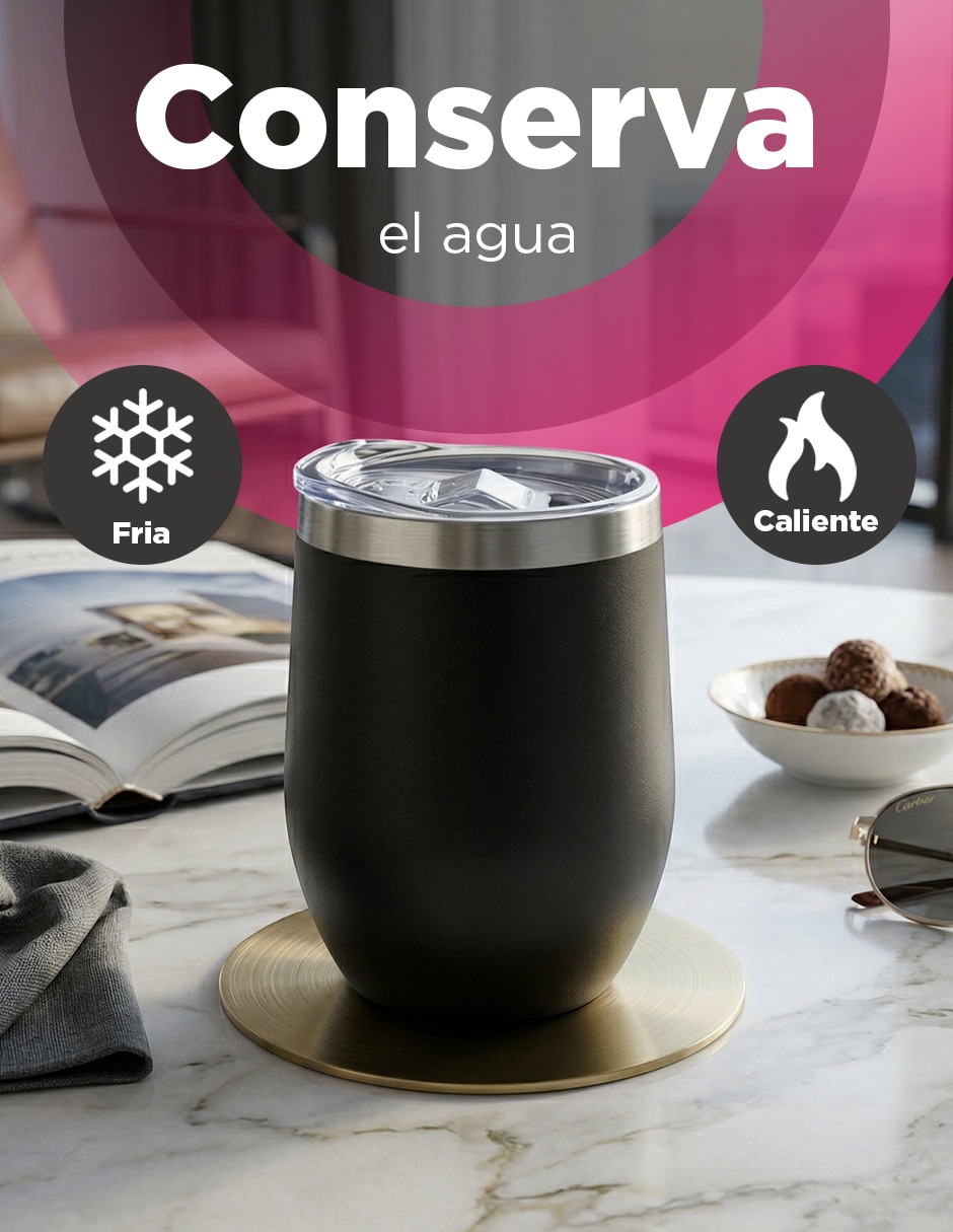 Termo set 50 copa huevo kopp 12 oz negro con tapa a presión 7