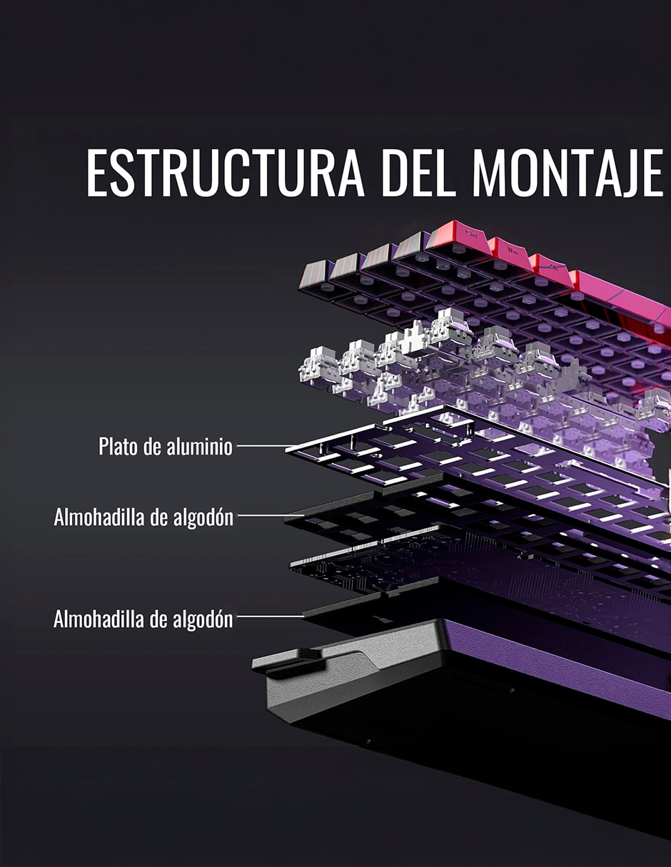 Teclado gamer usb-c qwert inglés con interruptor lineal (red black) win 60 4