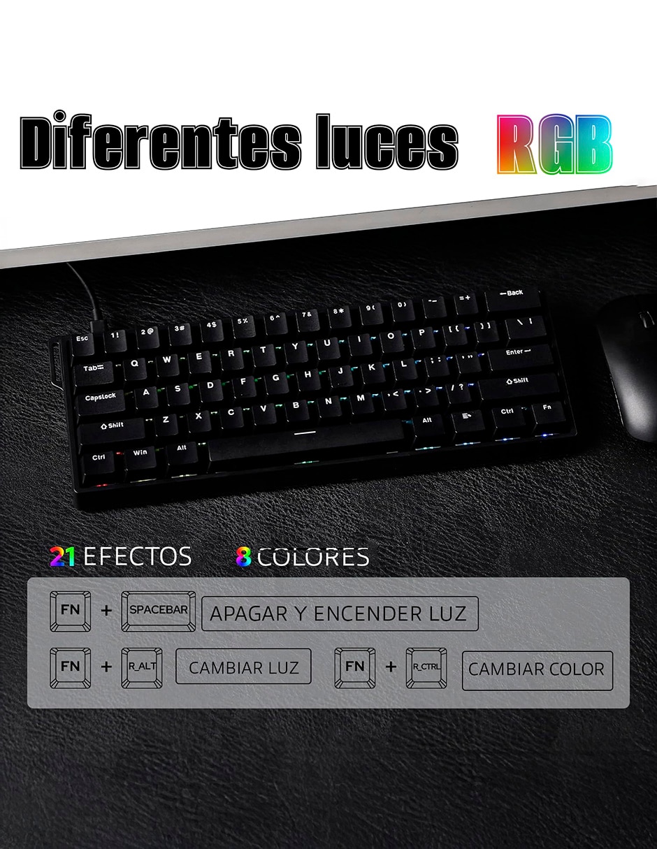 Teclado gamer usb-c qwert inglés con interruptor lineal (red black) win 60 3