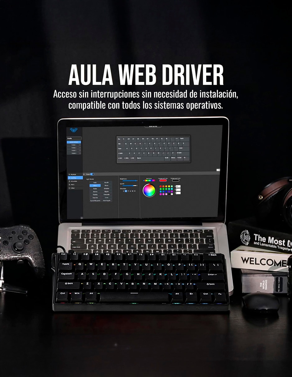 Teclado gamer usb-c qwert inglés con interruptor lineal (red black) win 60 6
