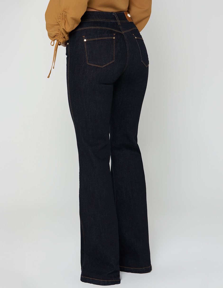 Jeans regular campana cintura indigo akora para mujer 5