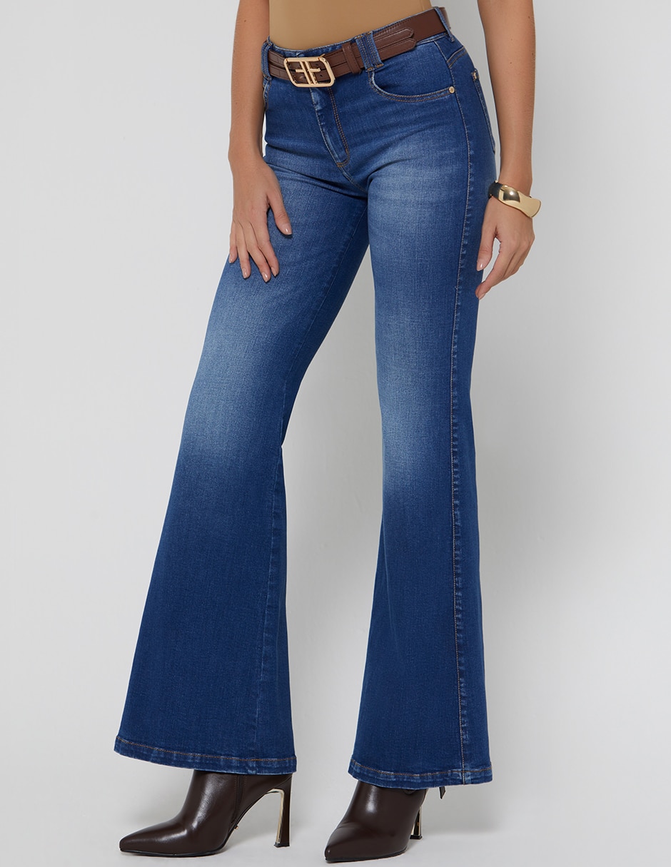 Jeans regular campana cintura studio f indigo akora para mujer