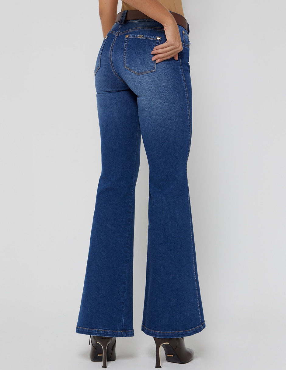 Jeans regular campana cintura studio f indigo akora para mujer