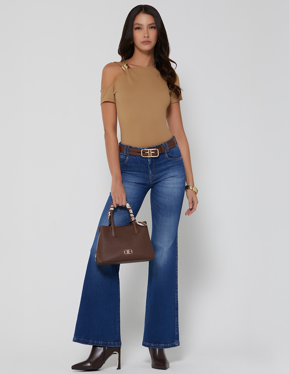 Jeans regular campana cintura studio f indigo akora para mujer