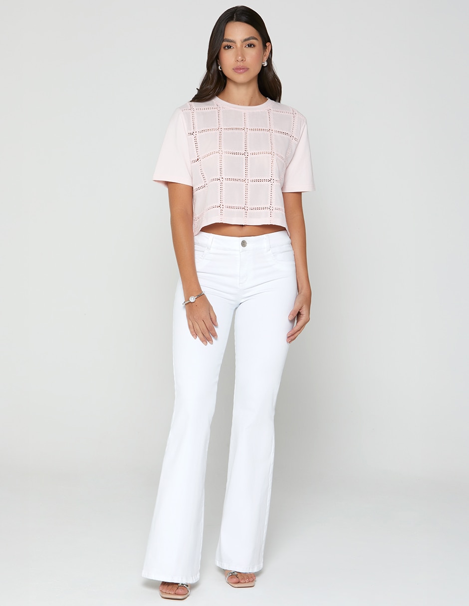 Jeans regular campana cintura indigo alberta para mujer 5