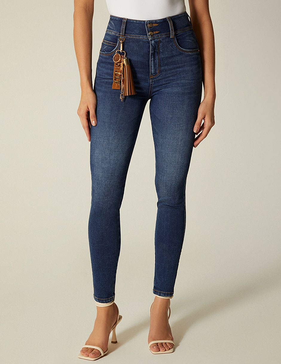 Jeans regular ultra slim cintura alta studio f indigo para mujer