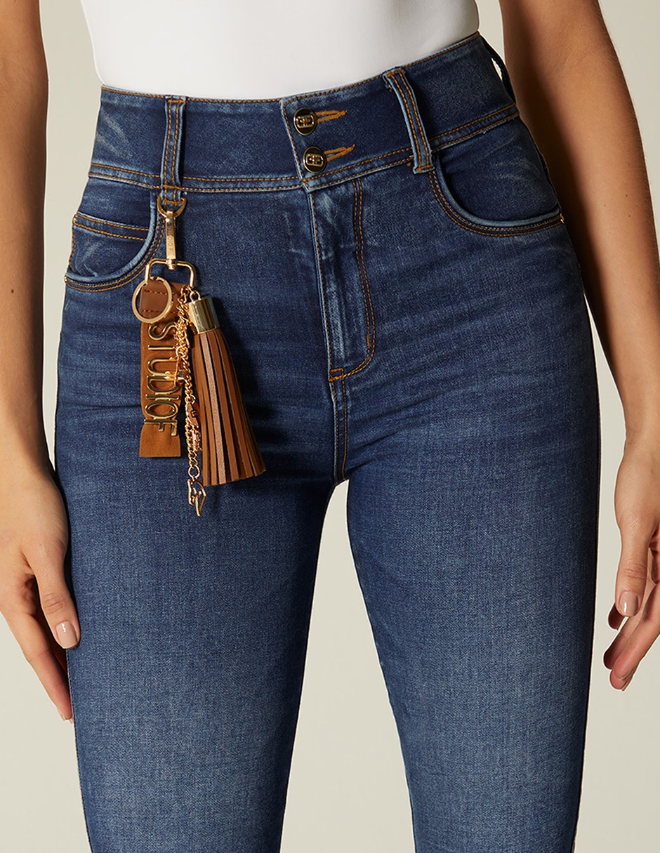 Jeans regular ultra slim cintura alta studio f indigo para mujer