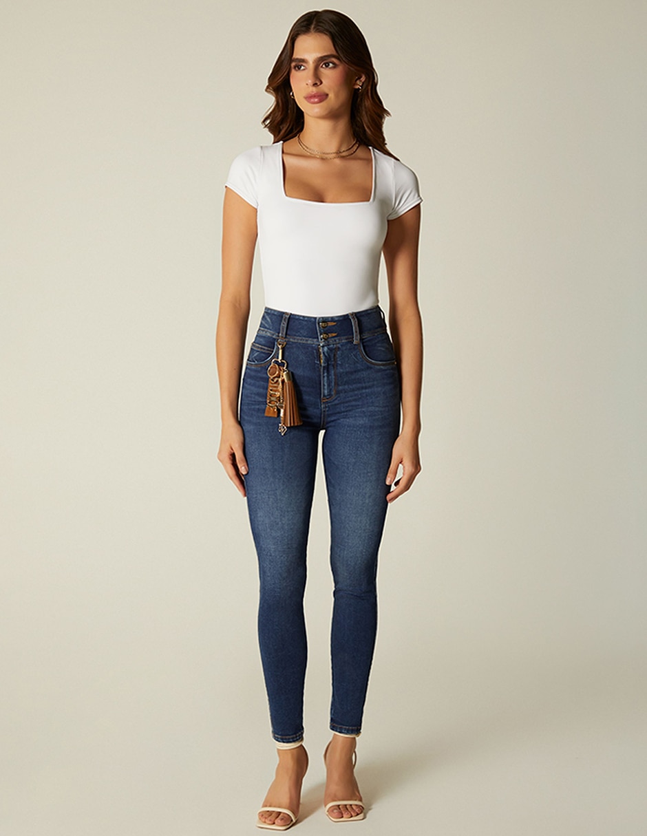 Jeans regular ultra slim cintura alta studio f indigo para mujer