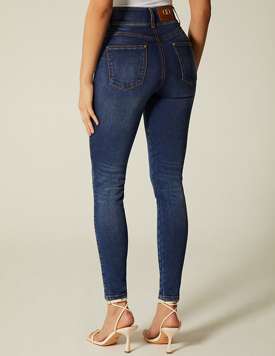 Jeans regular ultra slim cintura alta studio f indigo para mujer