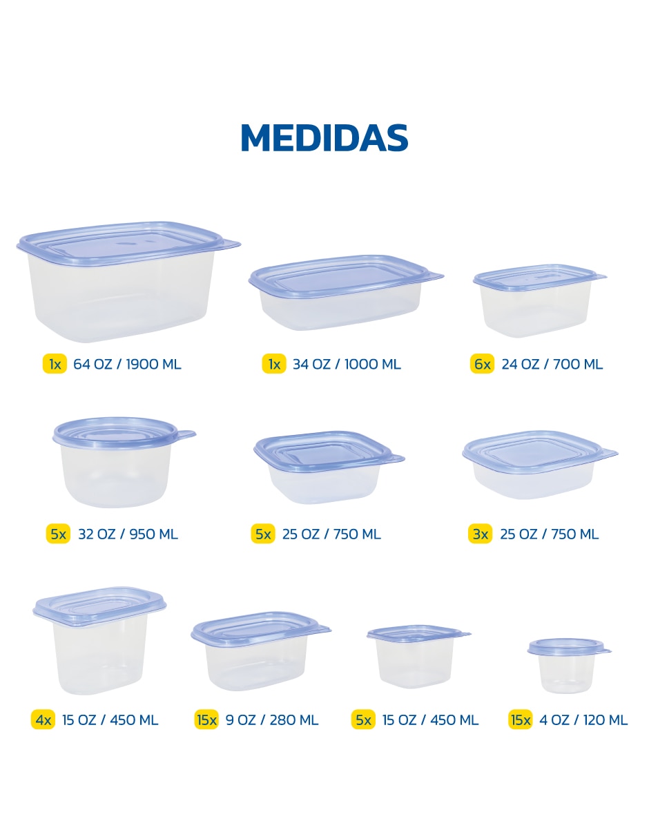 Kit de contenedores set 60 piezas de plástico 6