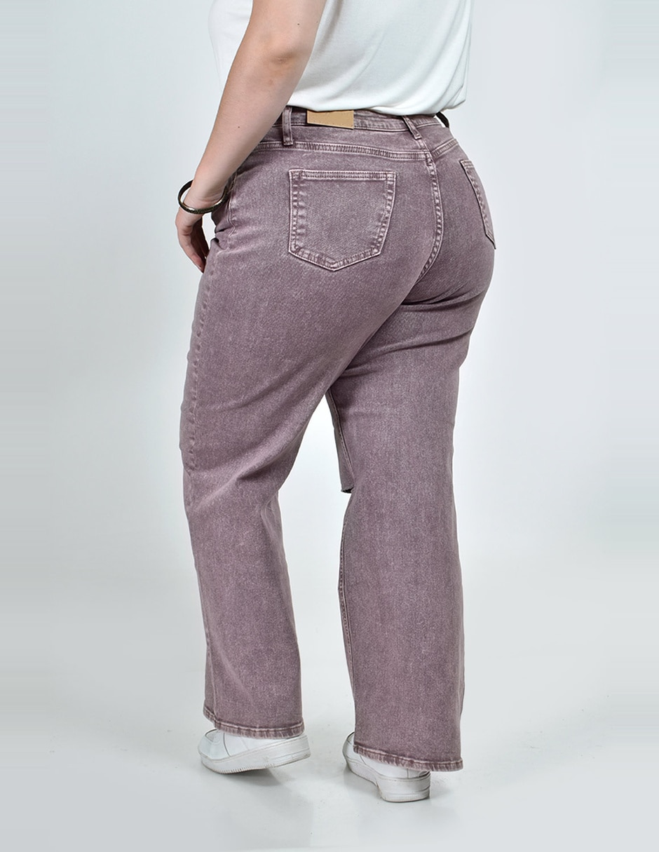 Jeans regular wide leg cintura alta roman fashion para mujer