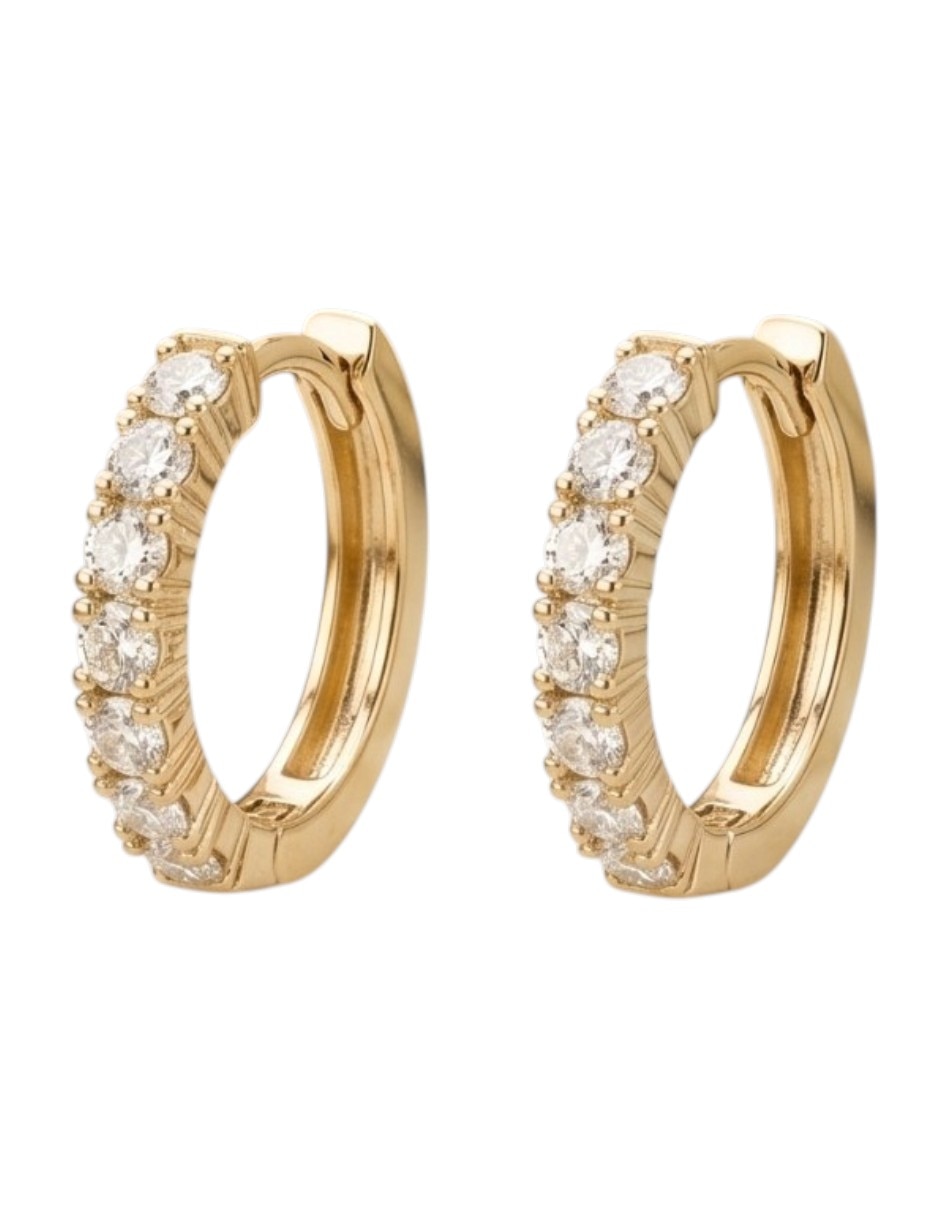 Huggies joyería de oro laminado 14 k con acabado brillante zirconia cúbica Huggies joyería de oro laminado 14 k con acabado brillante zirconia cúbica