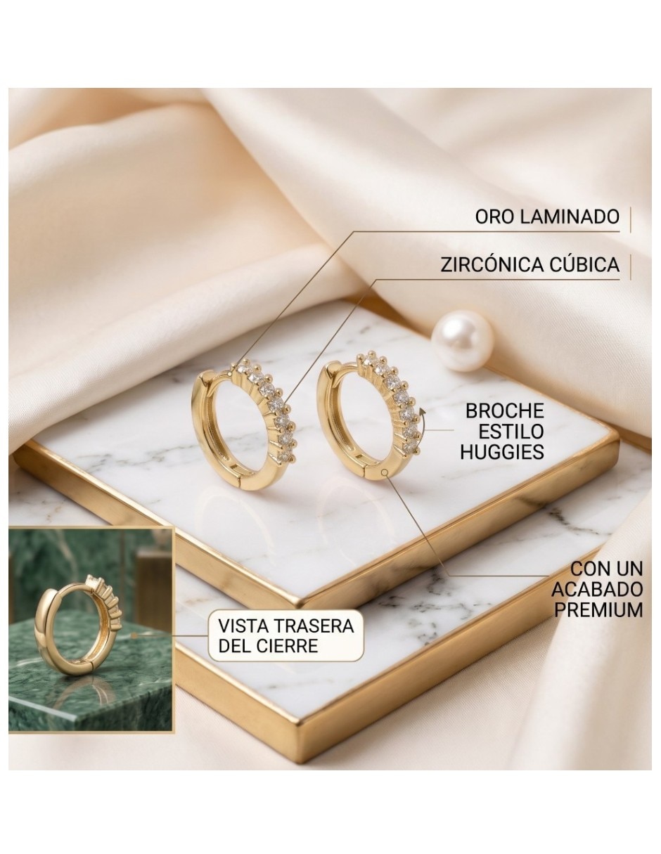 Huggies joyería de oro laminado 14 k con acabado brillante zirconia cúbica 2