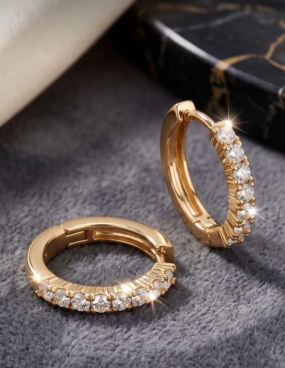 Huggies joyería de oro laminado 14 k con acabado brillante zirconia cúbica 3