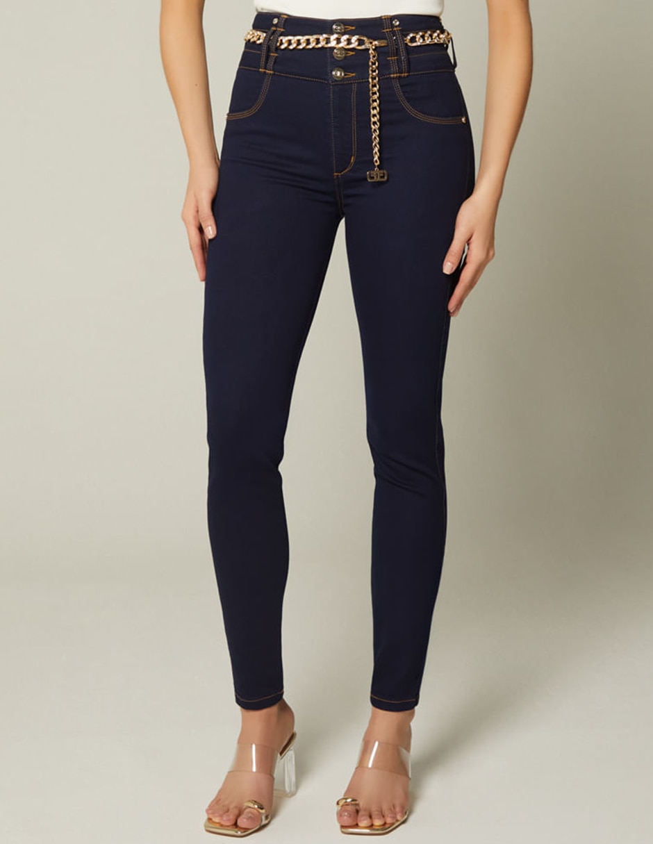Jeans regular ultra slim cintura alta studio f indigo tennessee para mujer