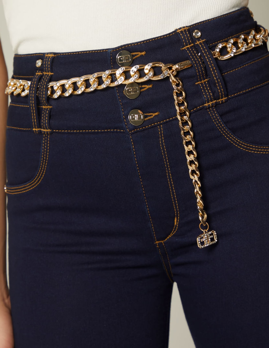 Jeans regular ultra slim cintura alta studio f indigo tennessee para mujer