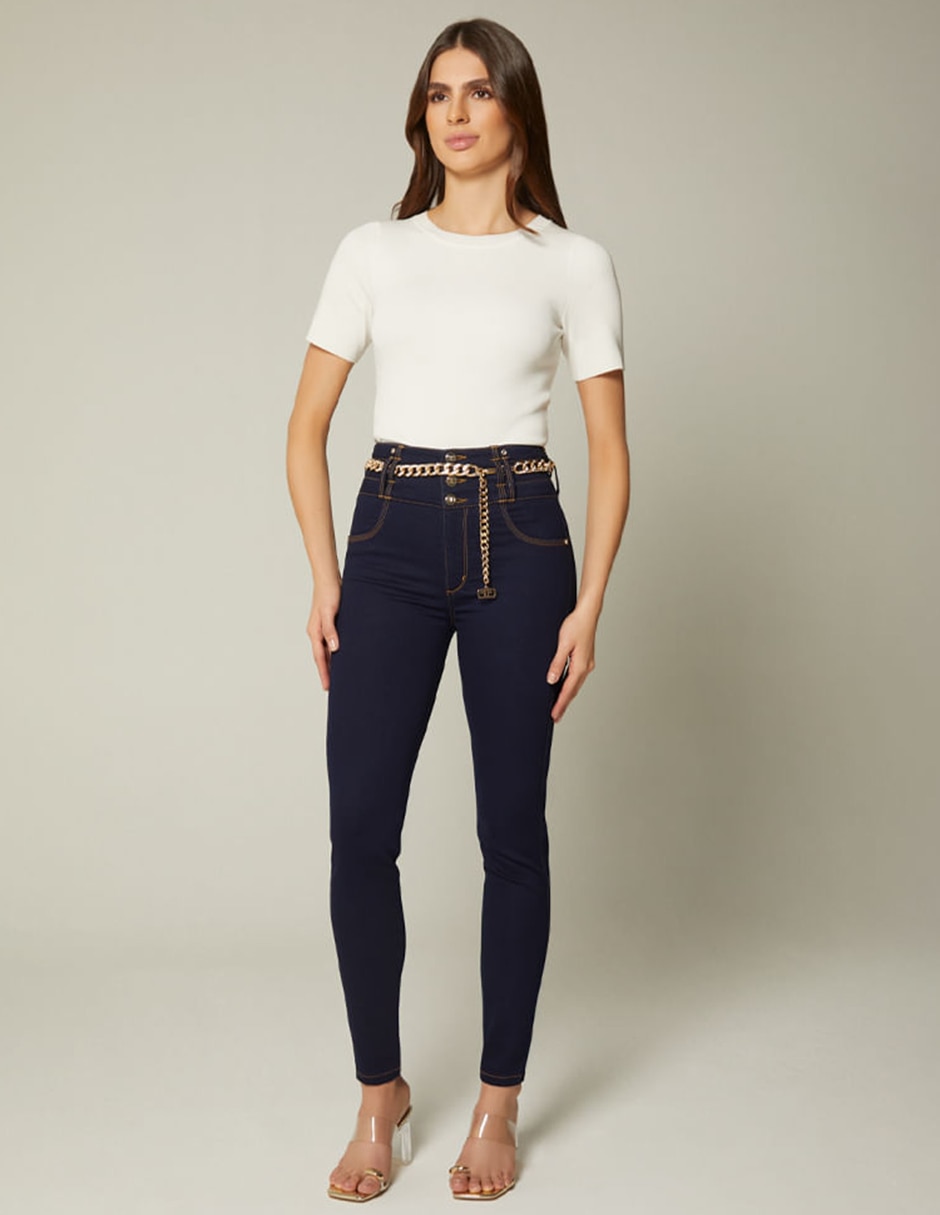 Jeans regular ultra slim cintura alta studio f indigo tennessee para mujer