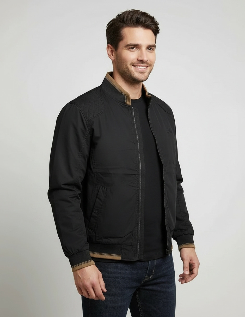 Chamarra bomber polo retro of yatch londonde algodón cuello a contraste para hombre Chamarra bomber polo retro of yatch londonde algodón cuello a contraste para hombre