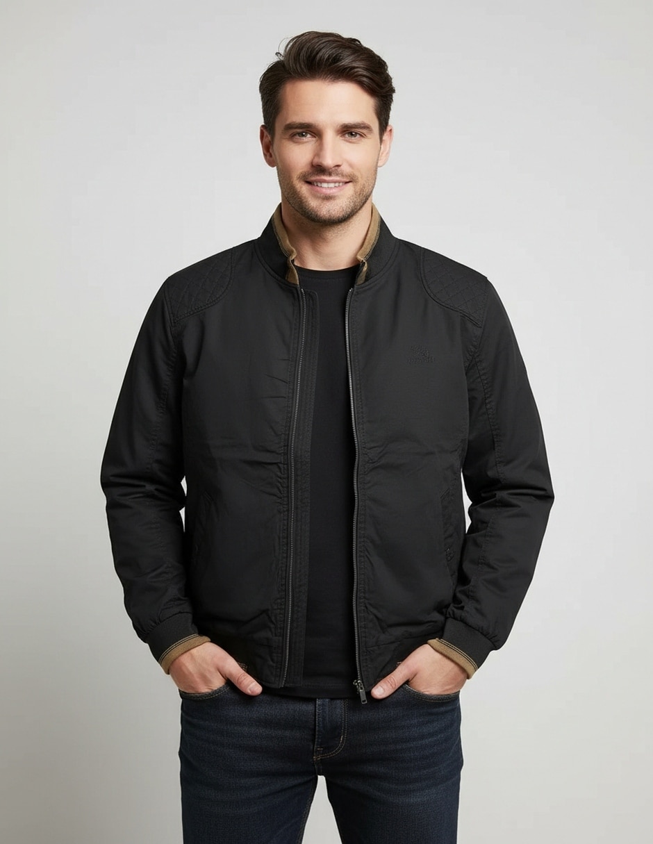 Chamarra bomber polo retro of yatch londonde algodón cuello a contraste para hombre