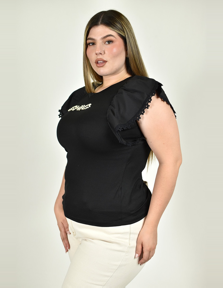 Blusa roman fashion manga corta para mujer