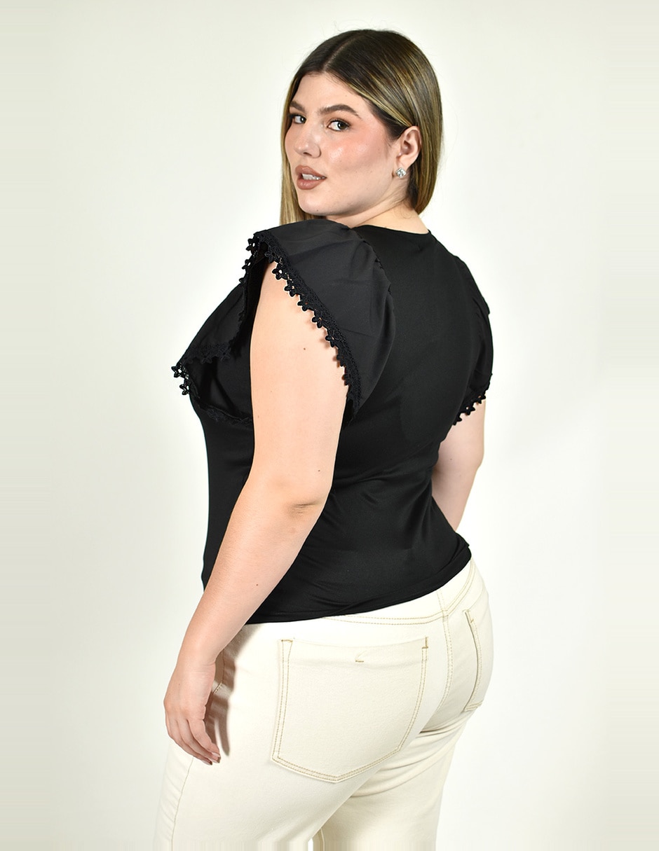 Blusa roman fashion manga corta para mujer