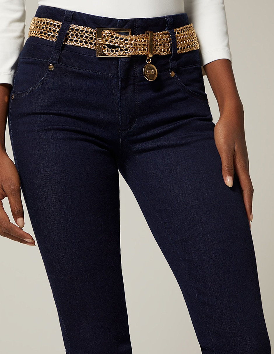 Jeans regular ultra slim cintura studio f indigo estocolmo para mujer