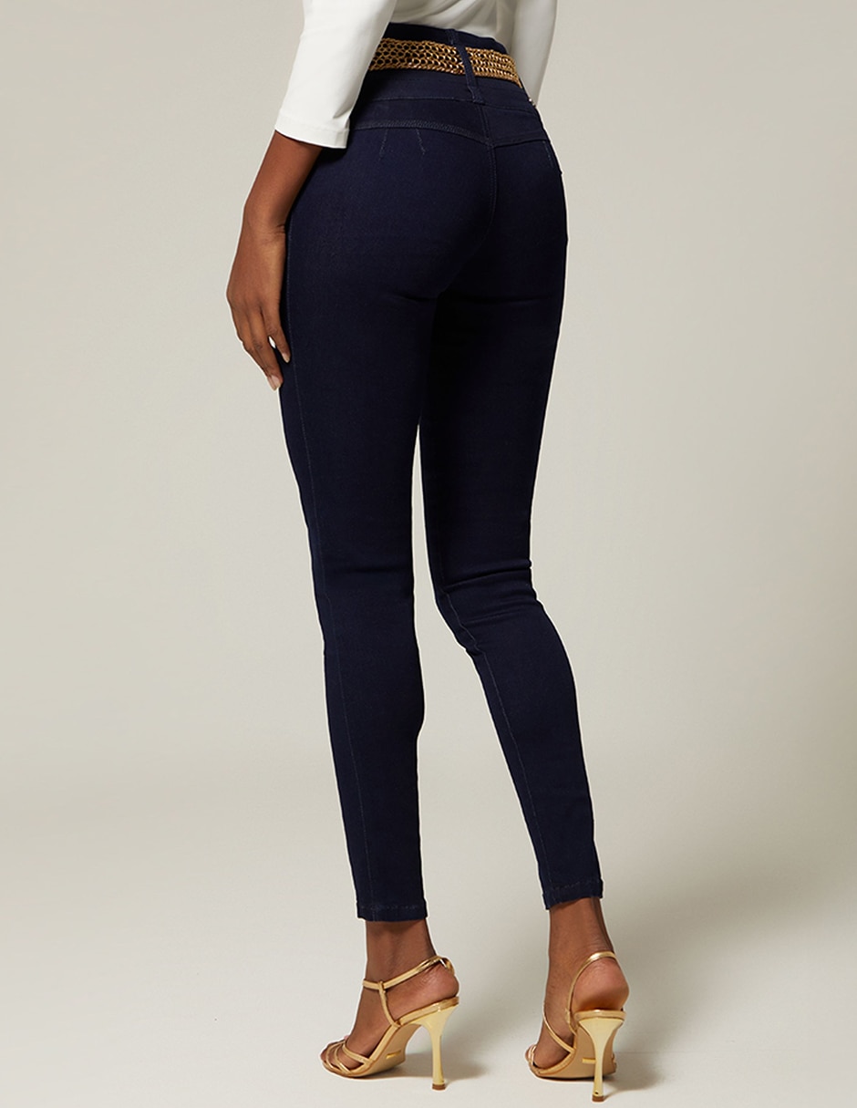 Jeans regular ultra slim cintura studio f indigo estocolmo para mujer
