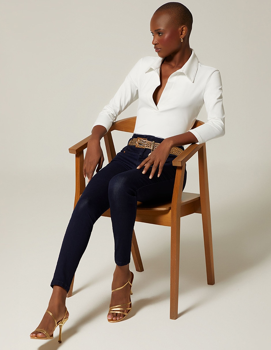 Jeans regular ultra slim cintura studio f indigo estocolmo para mujer