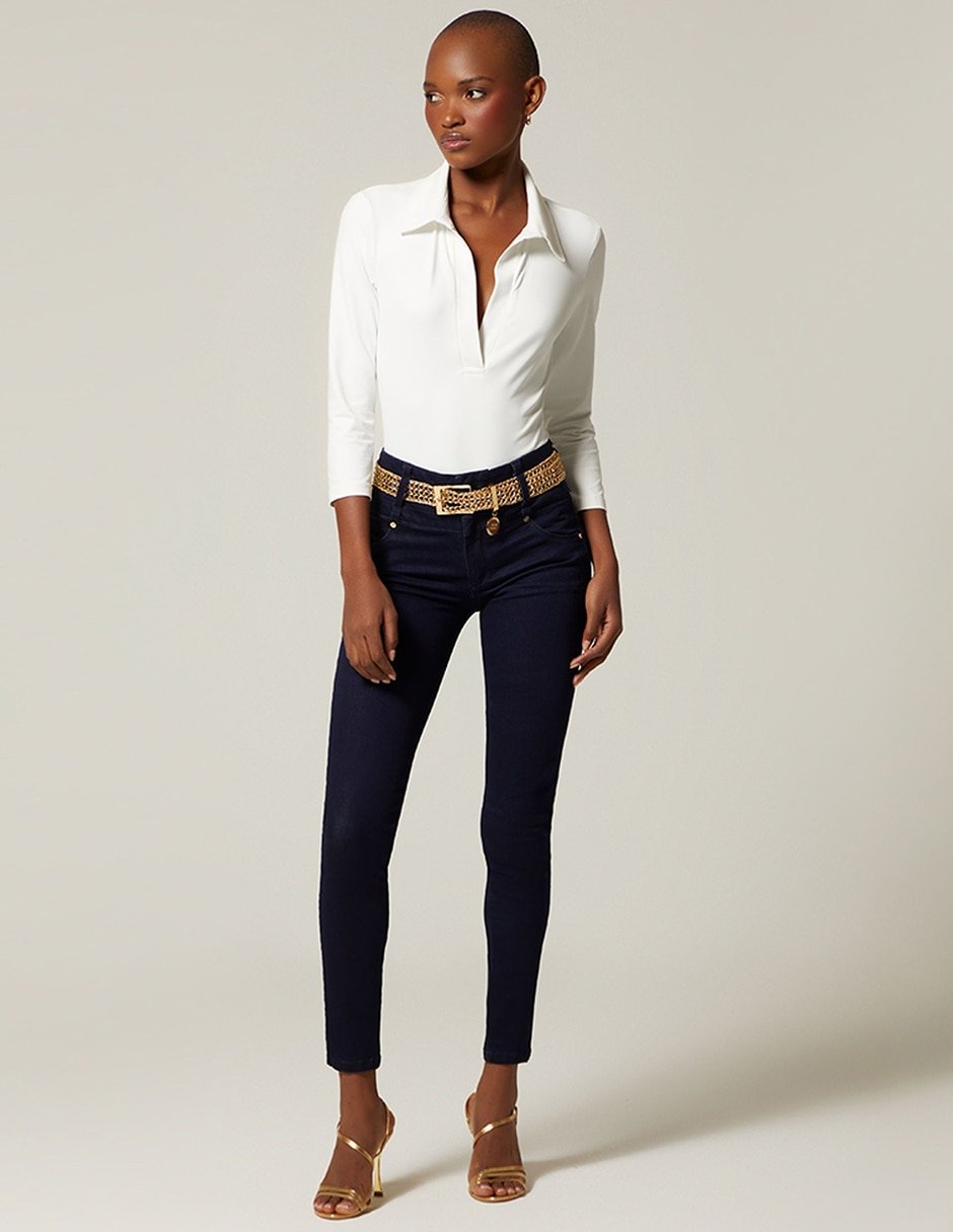 Jeans regular ultra slim cintura studio f indigo estocolmo para mujer