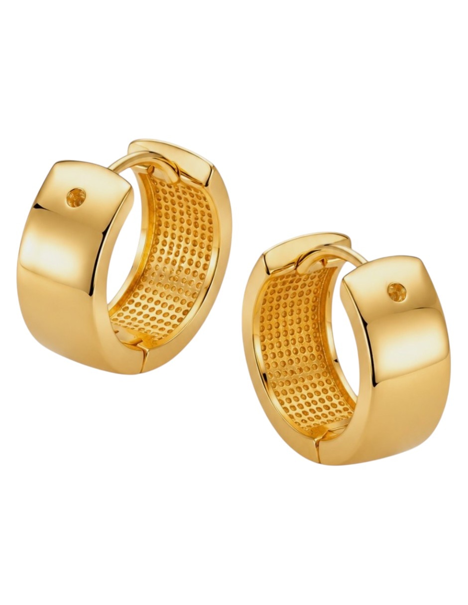 Huggies redondos joyería de oro laminado 14 k con acabado brillante Huggies redondos joyería de oro laminado 14 k con acabado brillante