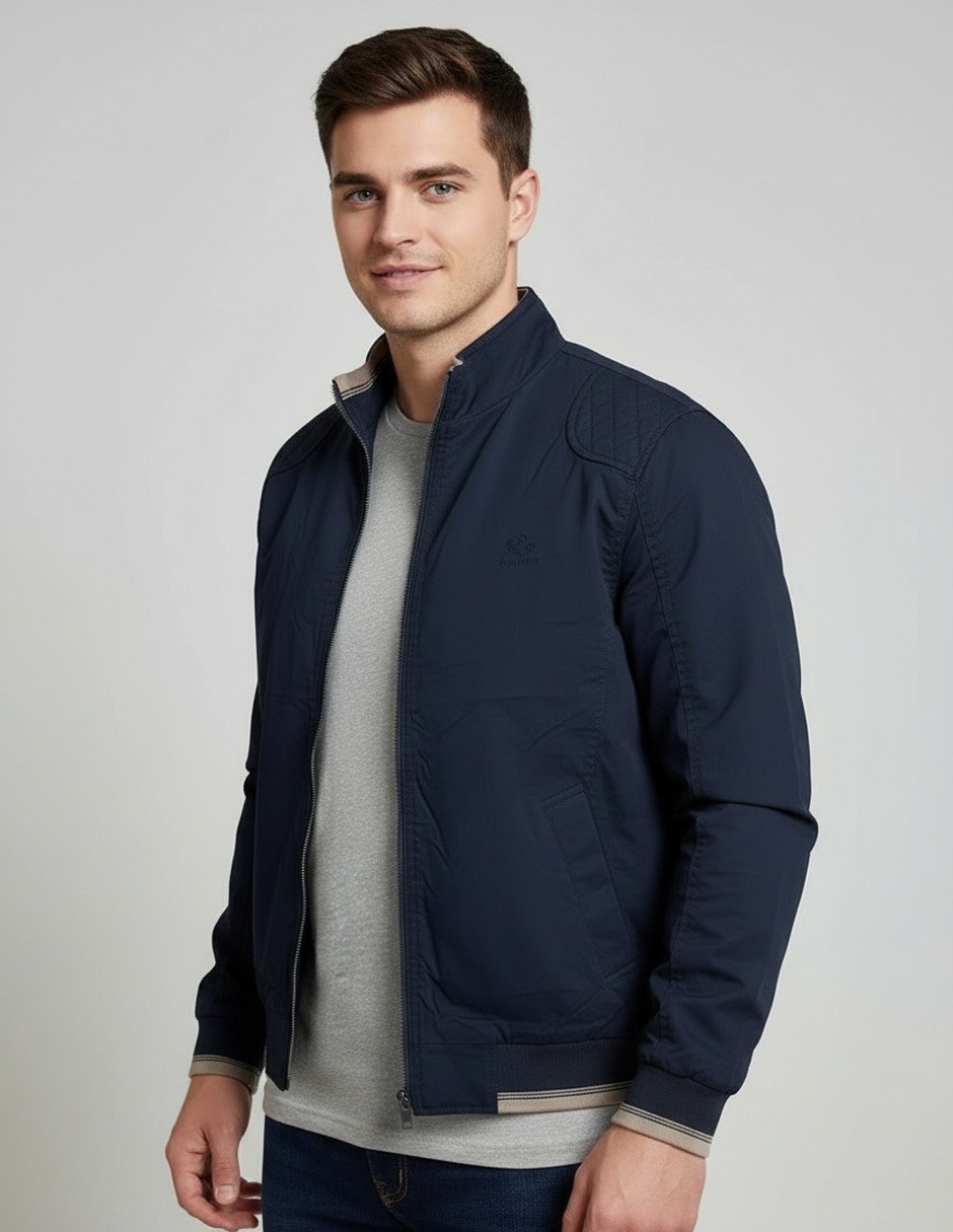 Chamarra bomber polo retro of yatch londonde algodón cuello a contraste para hombre
