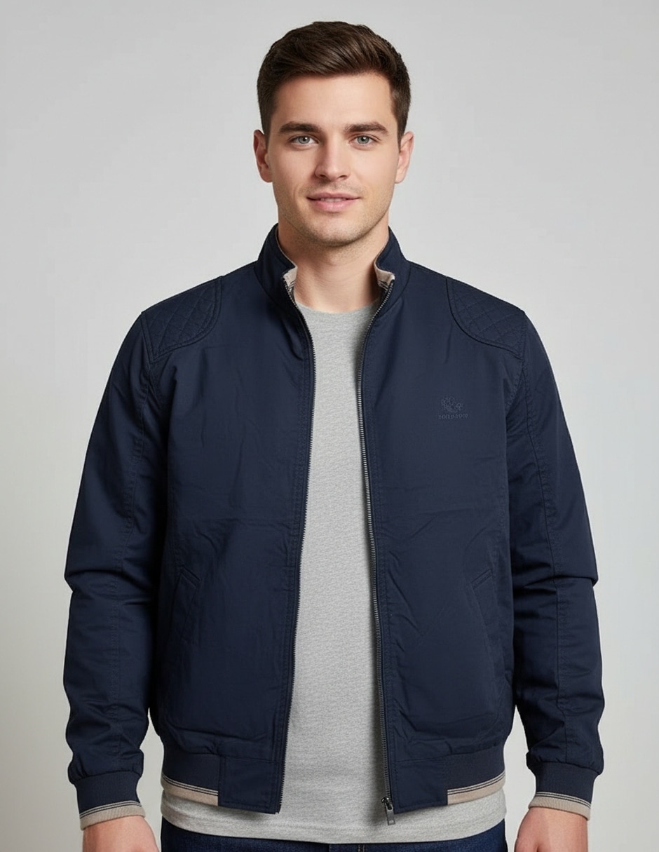 Chamarra bomber polo retro of yatch londonde algodón cuello a contraste para hombre