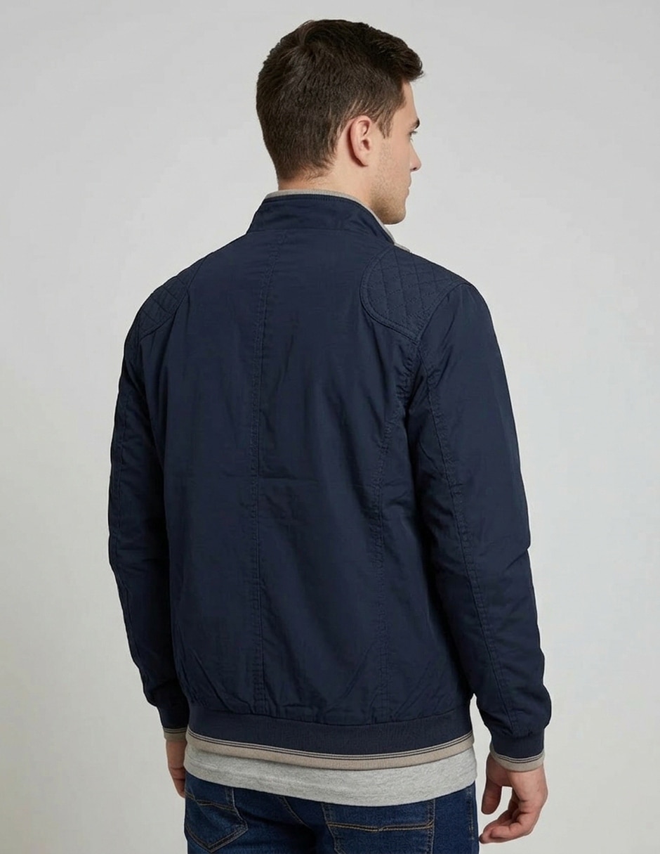 Chamarra bomber polo retro of yatch londonde algodón cuello a contraste para hombre