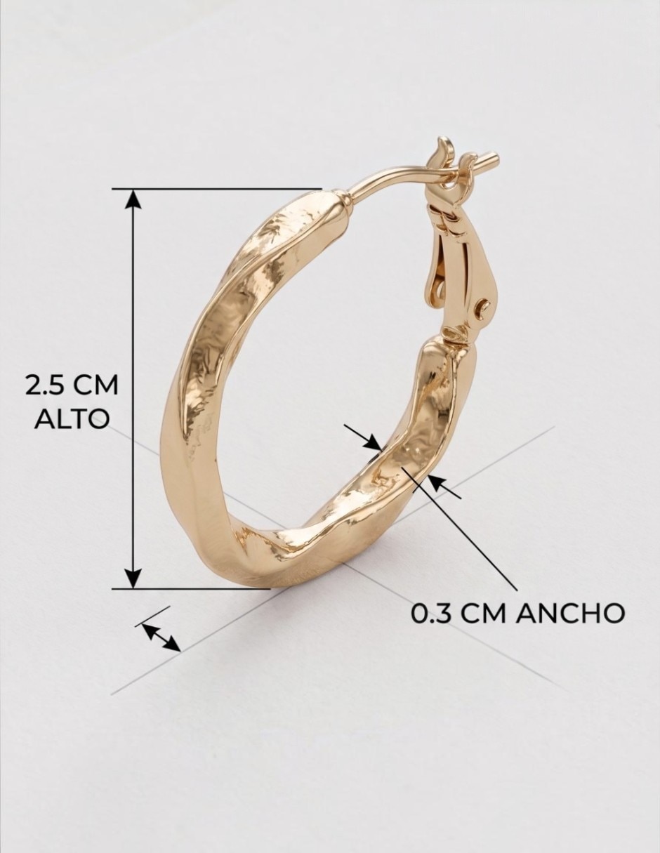 Arracadas cm-top joyería para mujer de oro laminado 14 k con acabado brillante