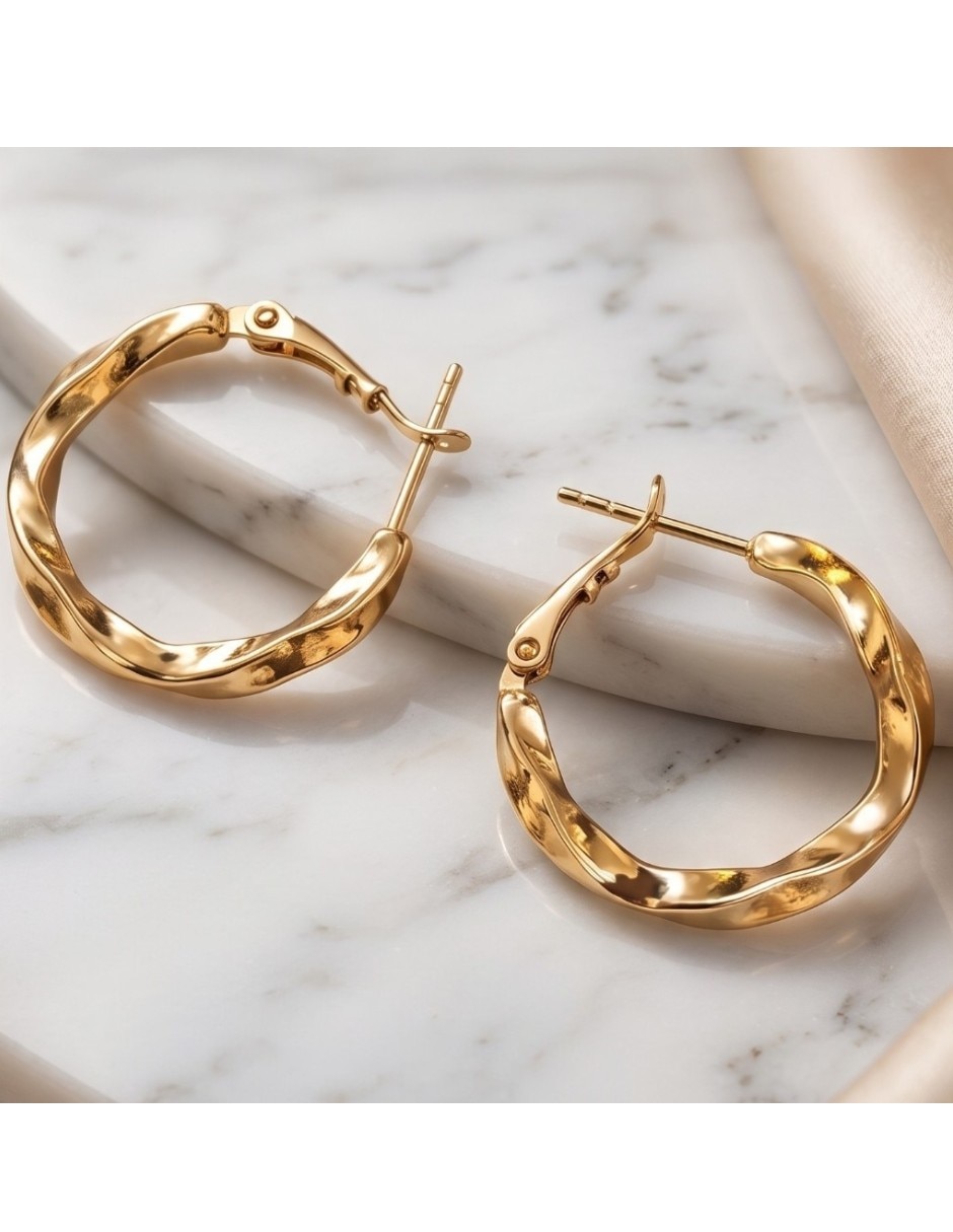 Arracadas cm-top joyería para mujer de oro laminado 14 k con acabado brillante