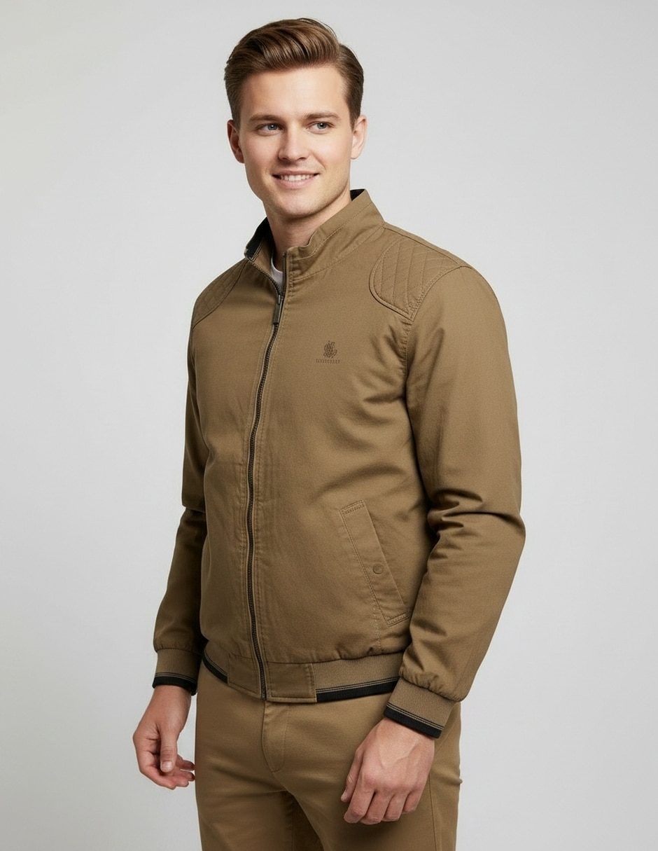 Chamarra bomber polo retro of yatch londonde algodón cuello a contraste para hombre