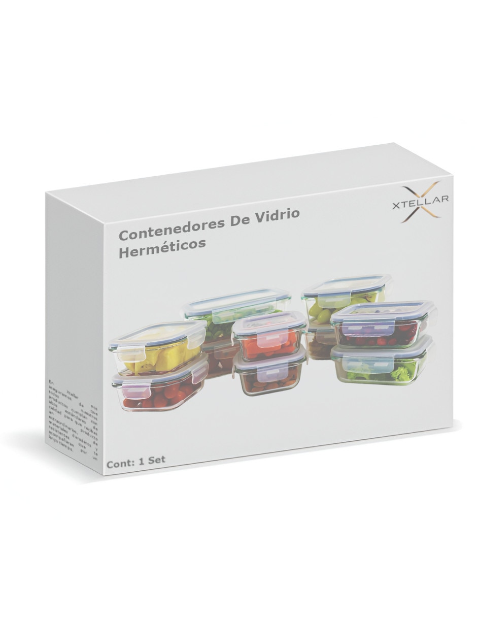 Set de contenedor para refrigerador de vidrio 10 piezas 3