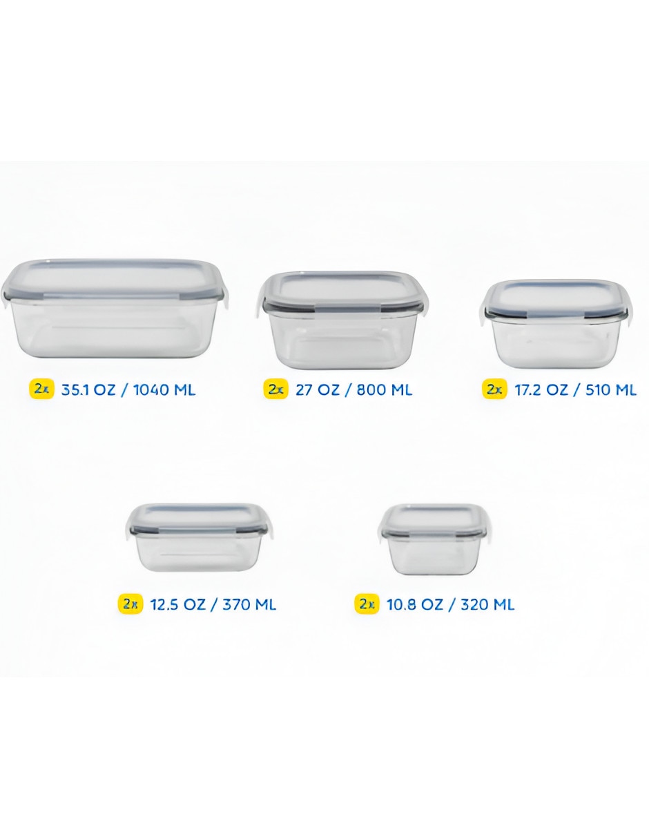 Set de contenedor para refrigerador de vidrio 10 piezas 2