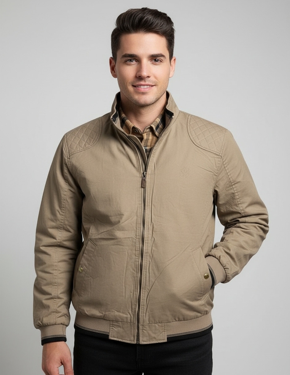 Chamarra bomber polo retro of yatch londonde algodón cuello a contraste para hombre